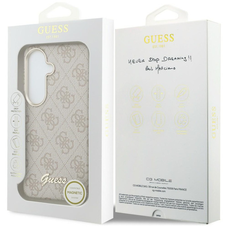 Etui Guess 4G Script MagSafe do Samsung Galaxy S26 różowy
