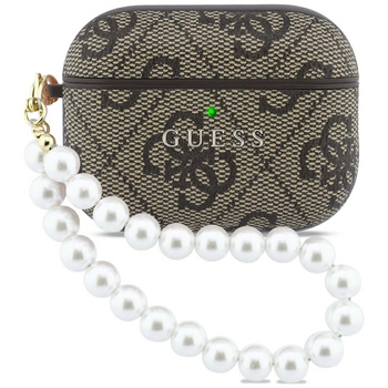 Etui Guess 4G Pearl Strap do AirPods Pro 3 brązowy