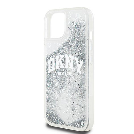 DKNY POKROWIEC HARDCASE LIQUID GLITTER DO IPHONE 15 14 13 6.1 Z DUŻYM LOGO