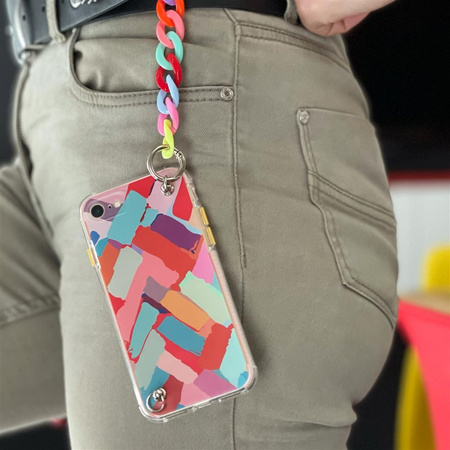 Color Chain Case żelowe elastyczne etui z łańcuchem łańcuszkiem zawieszką do Samsung Galaxy A12 wielokolorowy (2)