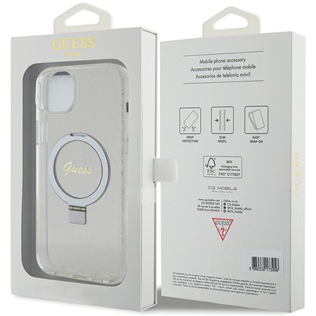 GUESS ETUI HARDCASE RING STAND DO IPHONE 15 PLUS 14 PLUS DO MAGSAFE GLITTER