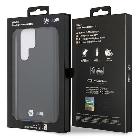 Etui BMW BMHCS23L22PTDK S23 Ultra S918 - czarne Leather Stamp Tricolor