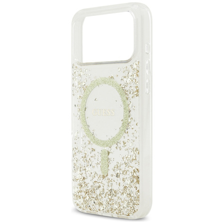 Etui Guess Resin Bottom Glitter MagSafe  do iPhone 17 Pro Max złoty