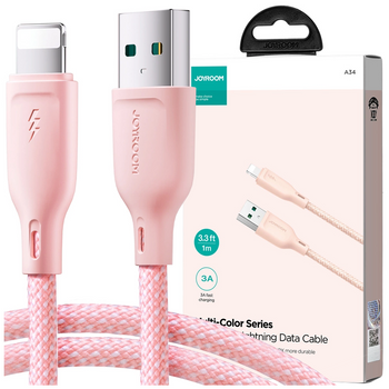 Kabel Joyroom Multi-Color Series SA34-AL3 USB-A / Lightning 3A 1m - różowy