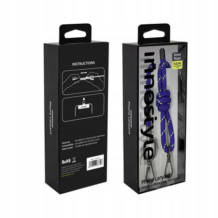 INNOSTYLE SMYCZ DO TELEFONU NA SZYJE WKŁADKA CROSSBODY MOCNA FIOLETOWA 8MM