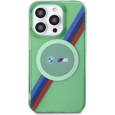 Etui BMW M Tricolor Stripes MagSafe na iPhone 15 Pro - zielone