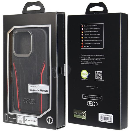 Audi Genuine Leather MagSafe iPhone 14 Pro 6.1 czarno-czerwony/black-red hardcase AU-TPUPCMIP14P-R8/D3-RD
