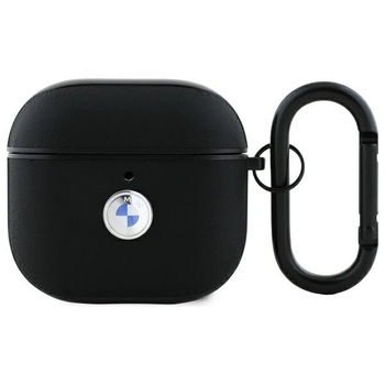 BMW ETUI POKROWIEC NA SŁUCHAWKI AIRPODS 4 DO APPLE SKÓRZANY LOGO SREBRNE