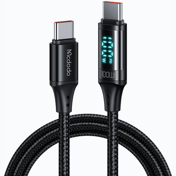 MCDODO KABEL Z WYŚWIETLACZEM USB-C SZYBKIE ŁADOWANIE USB TYP C 5A 100W 1M