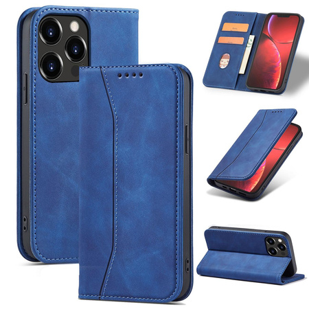 Magnet Fancy Case etui do iPhone 13 Pro pokrowiec portfel na karty kartę podstawka niebieski