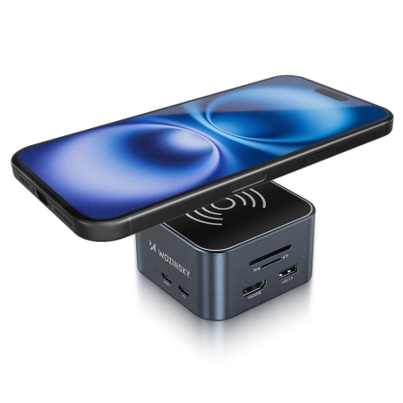 WOZINSKY HUB USB-C 12W 1 Z FUNKCJĄ ŁADOWANIA BEZPRZEWODOWEGO DO LAPTOPA