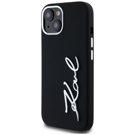 KARL LAGERFELD ETUI POKROWIEC DO IPHONE 15 Z SILICONE I METALOWYM LOGO