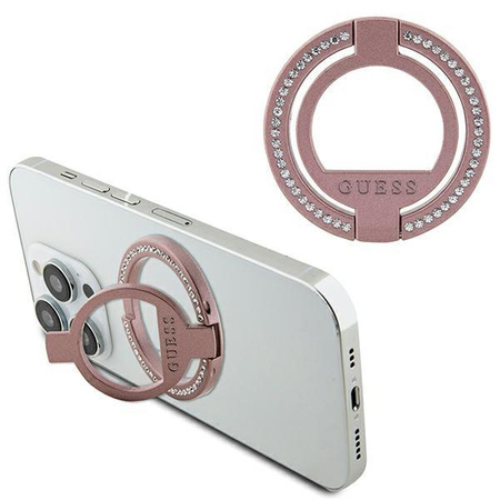 Etui Guess MagSafe Ring stand GUMRSALDGP - różowe Rhinestone