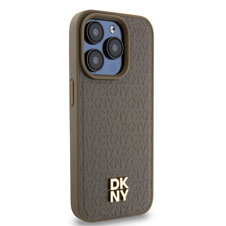 DKNY ETUI HARDCASE LEATHER PATTERN DO IPHONE 15 PRO MAX 6.7 DO MAGSAFE LOGO