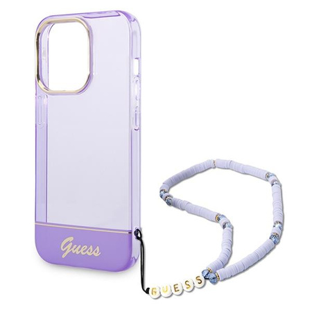 Guess GUHCP14LHGCOHU iPhone 14 Pro 6,1" fioletowy/purple hardcase Translucent Pearl Strap