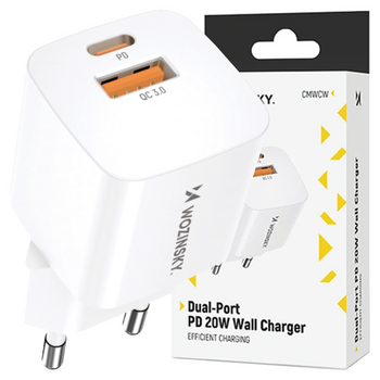 WOZINSKY ŁADOWARKA 20W USB-C USB-A DO TELEFONÓW IPHONE SZYBKIE ŁADOWANIE PD