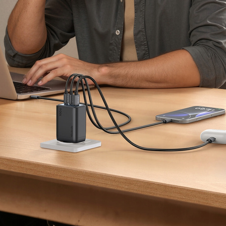 MCDODO ŁADOWARKA SIECIOWA ZASILACZ KOSTKA 3X USB-C PD USB 100W CZARNA