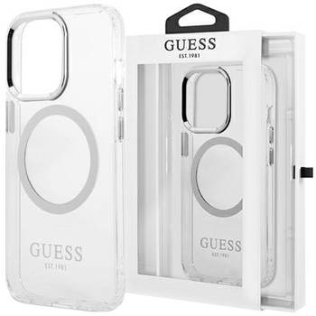 Guess GUHMP14LHTRMS iPhone 14 Pro 6,1" srebrny/silver hard case Metal Outline Magsafe