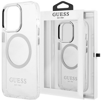 Guess GUHMP14SHTRMS iPhone 14 6,1" srebrny/silver hard case Metal Outline Magsafe