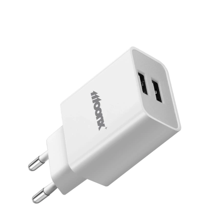 MOONX ładowarka sieciowa MC02 2.4A 12W 2xUSB + kabel Lightning Biały