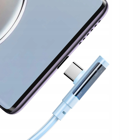 MCDODO KABEL USB-C KĄTOWY SZYBKIE ŁADOWANIE USB TYP C 3A 65W NIEBIESKI 1M