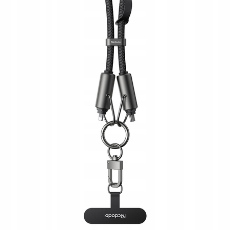 MCDODO SMYCZ DO TELEFONU NA SZYJE WKŁADKA CROSSBODY CZARNA KABEL DO IPHONE