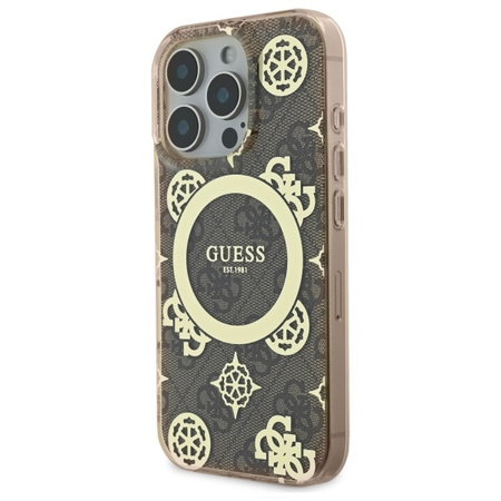 GUESS ETUI HARDCASE DO IPHONE 16 PRO MAX DO MAGSAFE PEONY KWIATY TŁO 4G