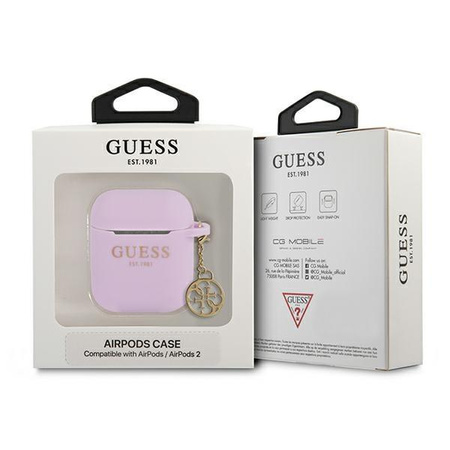 Etui Guess GUA2LSC4EU na AirPods 1/2 - fioletowe Silicone Charm 4G Collection