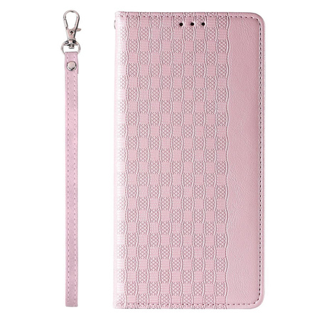 Magnet Strap Case etui iPhone 14 Plus pokrowiec z klapką portfel mini smycz podstawka różowe