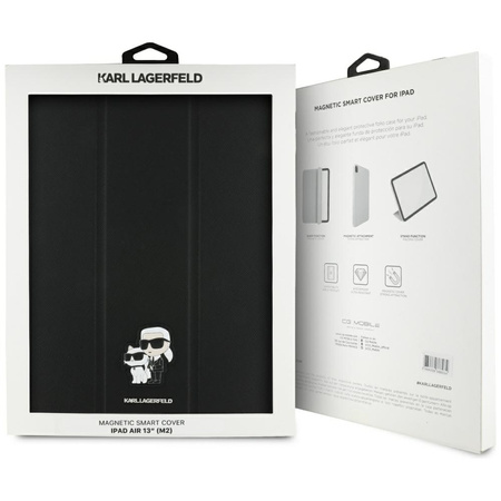 Karl Lagerfeld KLFC13RM24SAKCK iPad Air 13 2024/2025 Book Cover czarny/black Saffiano Magnetic Karl &Choupette