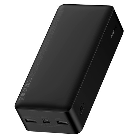 Baseus Bipow powerbank z wyświetlaczem 30000mAh 15W czarny (Overseas Edition) + kabel USB-A - Micro USB 0.25m czarny (PPBD050201)