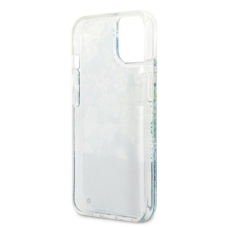 Guess GUHCP13SLFLSN iPhone 13 mini 5,4" zielony/green hardcase Flower Liquid Glitter
