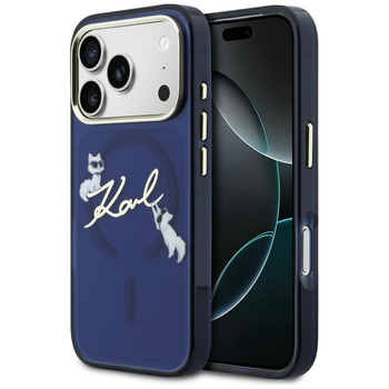 Etui Karl Lagerfeld IML Choupettes Karl  Script Logo MagSafe do iPhone 17 Pro niebieski