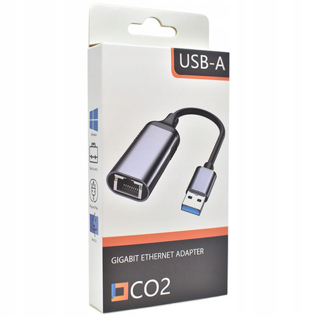 CO2 PRZEJŚCIÓWKA USB-A ETHERNET ADAPTER KARTA SIECIOWA LAN GIGABIT RJ45 1000MBPS