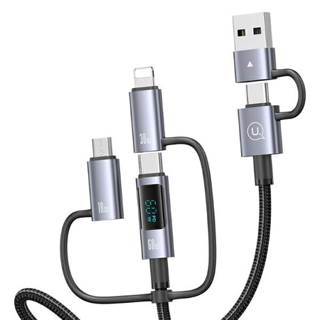 USAMS KABEL 6W1 FAST CHARGING 60W DO TELEFONÓW IPHONE ANDROID 2M ALUMINIUM