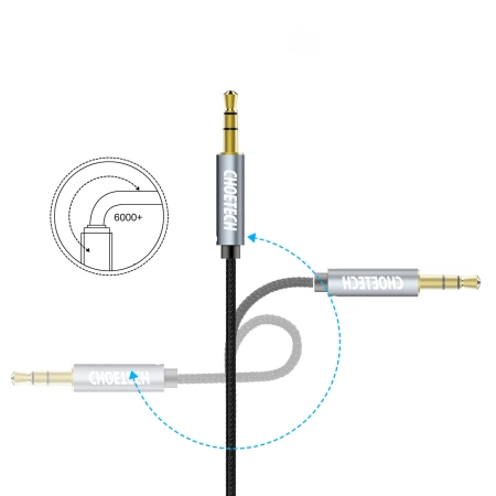 CHOETECH KABEL AUX MINI JACK 3.5MM DO TELEFONÓW 1.2M MĘSKI KOMPATYBILNY