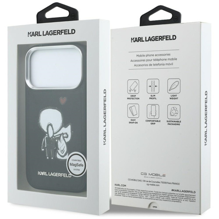 Etui Karl Lagerfeld Karl & Choupette     Back Logo MagSafe do iPhone 17 Pro czarny