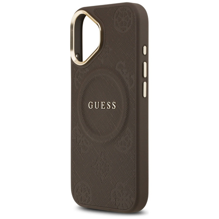 Etui Guess Peony Hot Stamp MagSafe do    iPhone 17 brązowy