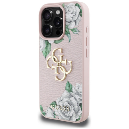 GUESS ETUI POKROWIEC GRAINED ROSES BIG 4G DO IPHONE 16 PRO MAGNETYCZNE
