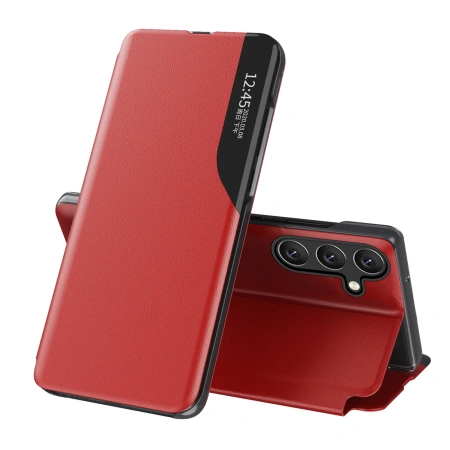 HURTEL ETUI DO SAMSUNG GALAXY S25+ Z KLAPKĄ ECO LEATHER Z FUNKCJĄ PODSTAWKI