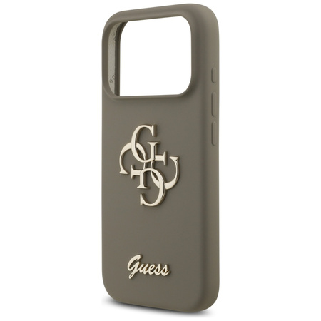 Etui Guess Silicone Big 4G Script do     iPhone 17 Pro Max brązowy