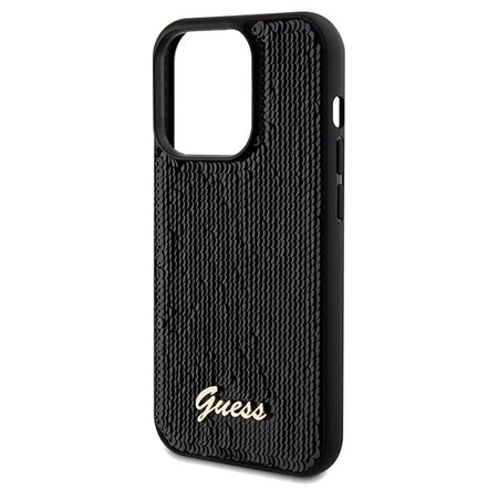 Etui Guess Sequin Script Metal na iPhone 14 Pro Max - czarne