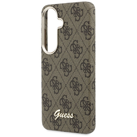 Etui Guess 4G Script MagSafe do Samsung Galaxy S26 brązowy