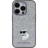 Etui Karl Lagerfeld Fixed Glitter Choupette Logo Metal Pin do iPhone 15 Pro - srebrne