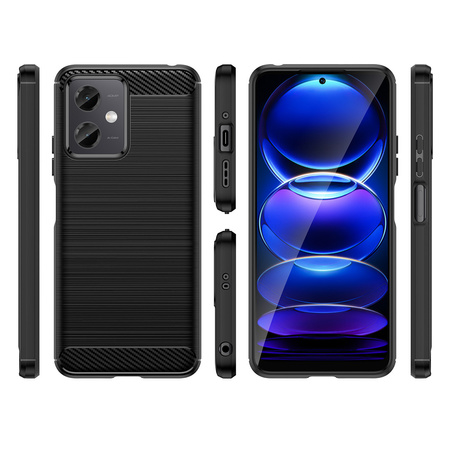 Carbon Case etui Xiaomi Poco X5 5G / Redmi Note 12 5G elastyczny silikonowy karbonowy pokrowiec czarne