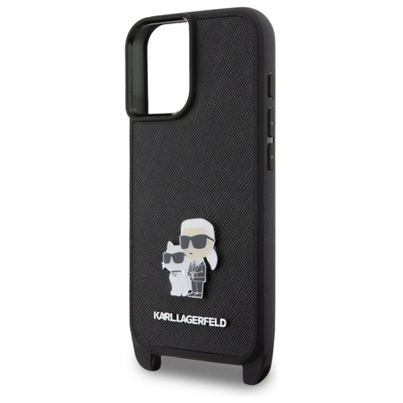KARL LAGERFELD POKROWIEC DO IPHONE 16 6.1 KLHCP16SSAKCPBK Z PINEM METALOWYM