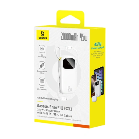 BASEUS POWERBANK ENERFILL FC31 20000MAH 45W DO TELEFONÓW USB-C LIGHTNING