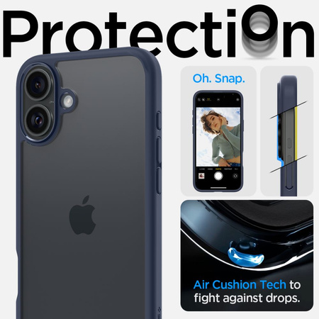 SPIGEN ULTRA HYBRID ETUI DO IPHONE 16 Z OCHRONĄ I Z PRZEZROCZYSTYM TYŁEM