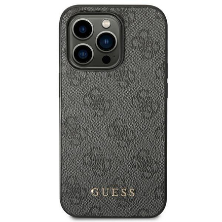 Guess GUHCP14XG4GFGR iPhone 14 Pro Max 6,7" szary/grey hard case 4G Metal Gold Logo