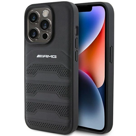 Etui AMG Leather Debossed Lines do iPhone 15 Pro Max - czarne